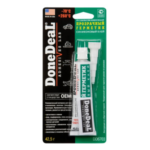 DoneDeal Прозрачный силиконовый герметик-клей для стекол (42,5g), 0,04 кг