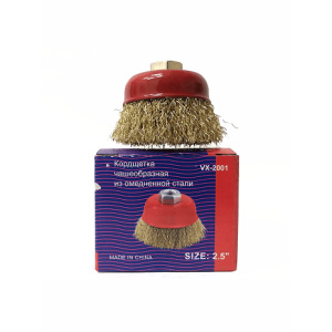 VX-2002 Кордщетка чашеобразная (омедненная сталь) 75мм под М14