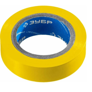 Изолента, ЗУБР Мастер ПВХ, не поддерживающая горение, 6000 В, 15мм х 10м, желтая