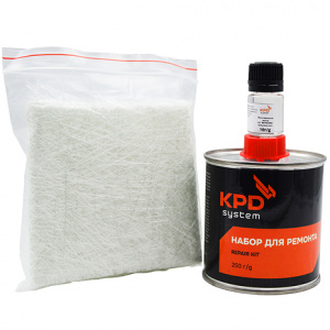 KPD SYSTEM Набор для ремонта пластика (ПЭ смола 0,25кг+10г+ст/мат 100 гр/м2 62*40см+пл емкость)