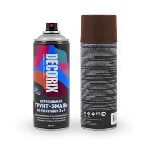 DECORIX Грунт-эмаль по ржавчине Коричневый ГЛЯНЦЕВЫЙ 520мл