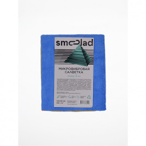 SMOOLAD Салфетка из Микрофибры НАБОР (Синий, Красный, Желтый) ультразвук. 280гр/м 40х40см (уп 3 шт)