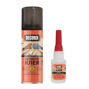 DECORIX Супер клей 50 г + Аэрозольный активатор 270 мл