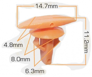 1049KJ Клипса  пластм. крепежная  KJ-1049/К-080 (50 шт. в уп.) ЦЕНА ЗА ШТ.