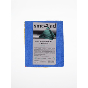 SMOOLAD Салфетка из Микрофибры НАБОР (Синий, Красный, Желтый) ультразвук. 280гр/м 40х40см (уп 3 шт)
