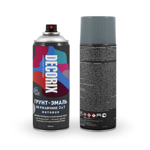 DECORIX Грунт-эмаль по ржавчине СЕРЫЙ матовый 520мл